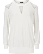 Donna Karan New York Long Sleeve Cold Shoulder Top - Lyst