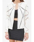 Forever 21 Paneled Mesh Faux Leather Jacket - Lyst