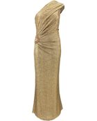 David Meister One Shoulder Metallic Lame Gown - Lyst
