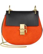 Chloé Twotone Leather and Suede Flap Shoulder Bag - Lyst
