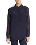 3.1 Phillip Lim Colorblock Silk Button-Front Blouse - Lyst