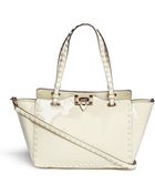 Valentino 'Rockstud' Mini Patent Leather Tote - Lyst