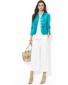 Lauren by Ralph Lauren Petite Wide-Leg Cropped Pants - Lyst