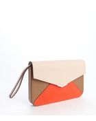 Fendi Coral Colorblock Accent Leather Foldover Clutch - Lyst