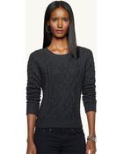 Ralph Lauren Black Label Aran-Knit Cashmere Sweater - Lyst