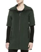 Elie Tahari Cynthia Zip-Front Layer-Sleeve Coat - Lyst
