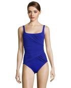 Gottex Blue Pleated 'Beach Goddess' Square Neck Swimsuit - Lyst