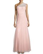 Ml Monique Lhuillier One-Shoulder Sequined-Lace Tulle-Overlay Gown - Lyst