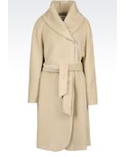 Armani Wool And Cashmere Coat With Belted Waist - Lyst
