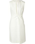 Jil Sander Pleated Sheath Dress - Lyst
