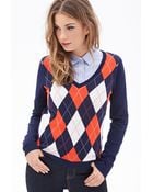 Forever 21 Argyle V-Neck Sweater - Lyst