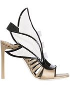 Gianmarco Lorenzi 100Mm Metallic Leather Wing Sandals - Lyst