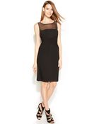 Calvin Klein Sleeveless Illusionmesh Cocktail Dress - Lyst