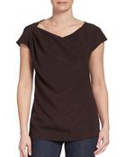 Escada Draped-Front Silk Top - Lyst