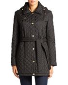 Ellen Tracy Hooded Quilted Jacket - Lyst