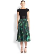 Theia Floral Organza-Skirt Dress - Lyst