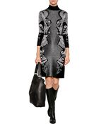 Roberto Cavalli Wool Blend Intarsia Knit Dress - Lyst