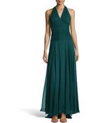 Halston Heritage Ruched Crepe Halter Gown - Lyst