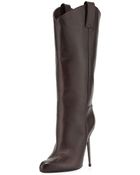 Tom Ford Leather Mid-Calf Western-Cut Stiletto Boot - Lyst