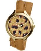Michael Kors Midsize Tan Leather Runway Threehand Watch - Lyst