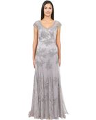 Sue Wong Lace Godet Gown - Lyst