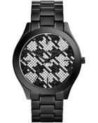 Michael Kors Runway Black Houndstooth Watch - Lyst