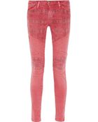 Current/Elliott The Moto Printed Skinny Jeans - Lyst