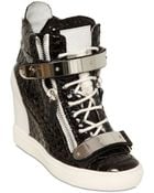 Giuseppe Zanotti 90Mm Patent Leather Wedge Sneakers - Lyst