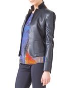 Akris Punto Leatherfront Jersey Jacket - Lyst