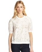 Rebecca Taylor Jersey-Back Cutout Lace Sweatshirt - Lyst