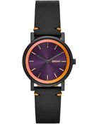 DKNY Women'S Soho Black Leather Strap Watch 34Mm Ny2263 - Lyst