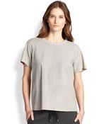Vince Snake-Embossed Leather Tee - Lyst