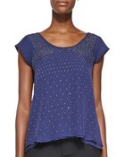 Rebecca Taylor Studded Short-Sleeve 2-Layer Top - Lyst