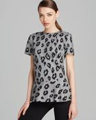 Escada Top Short Sleeve Check Leopard Print Peplum - Lyst