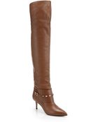 Valentino Rockstud Leather Over-The-Knee Boots - Lyst