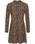 Topshop Roll Neck Animal Swing Dress - Lyst