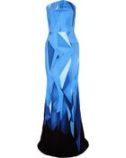 Roland Mouret Strapless Printed Cotton-Blend Gown - Lyst
