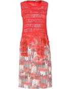 Bottega Veneta Crochet-Trimmed Printed Stretch-Silk Dress - Lyst