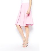 Asos Midi Skirt In Ponte With Bold Pleats - Lyst