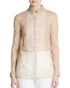 Valentino Two-Tone Lace Bib Blouse - Lyst