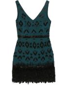 Nicole Miller Feathered Ikat Dress - Lyst