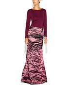 Nicole Miller Ivy Metallic And Jersey Ruched Gown - Lyst