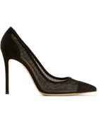 Gianvito Rossi Black Suede And Mesh Pumps - Lyst