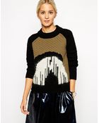 Asos White Intarsia Knitted Jumper - Lyst