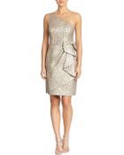 Kay Unger One-Shoulder Metallic Jacquard Dress - Lyst