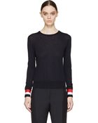 Thom Browne Navy Fine Knit Sweater - Lyst