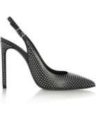 Saint Laurent Studded Leather Slingbacks - Lyst