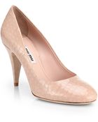 Miu Miu Crocembossed Patent Leather Pumps - Lyst