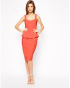 Asos Texture Peplum Sweetheart Body-Conscious Dress - Lyst