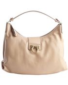 Ferragamo Khaki Calfskin 'Fanisa' Shoulder Bag - Lyst